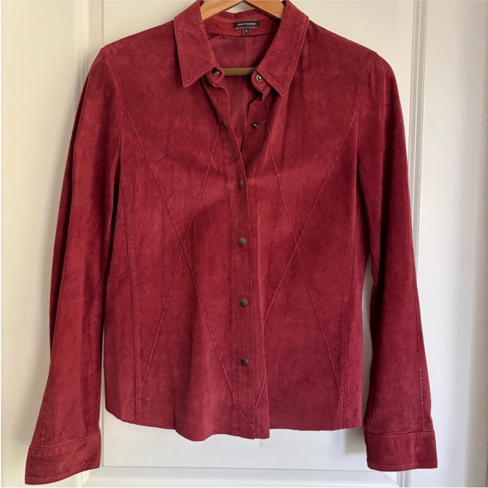 cranberry suede shirt jacket